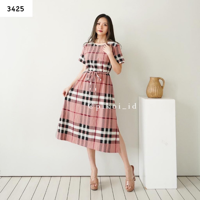 Pikoi_id | Loose Dress wanita katun FREE BELT / oversize dress santai / dress ikat wanita jalan 3425