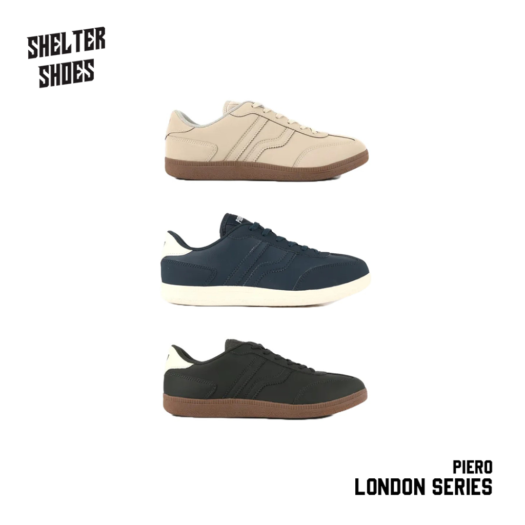 SEPATU PIERO LONDON SERIES SNEAKERS CASUAL MOJO AJAX MILAN DERBY ESPANA HAVANA BURGUNDY GULL GREY PR
