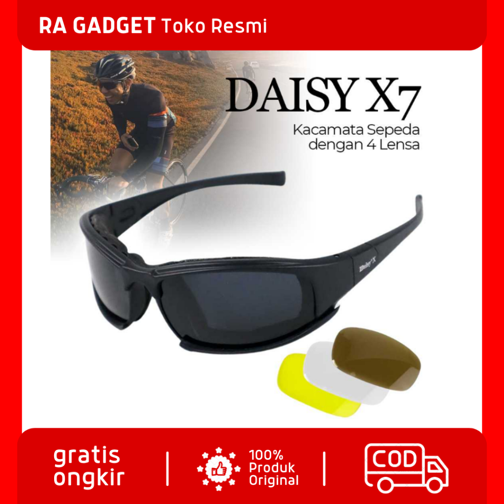 Kacamata Sepeda dengan 4 Lensa / Kacamata Sport Sepeda Bersepeda Motor Berkendara Malam Siang Anti S