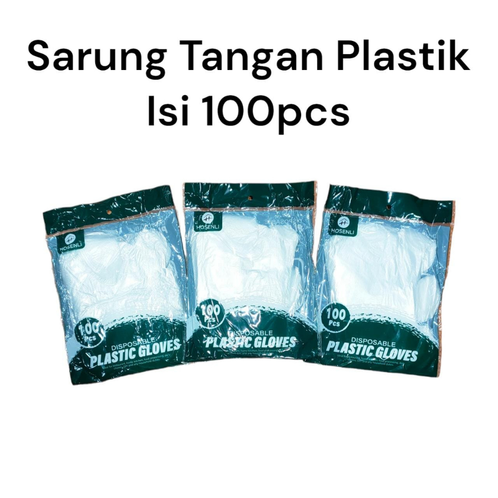 Sarung Tangan Kemasan Plastik isi 100pc Disposable Plastic Gloves.