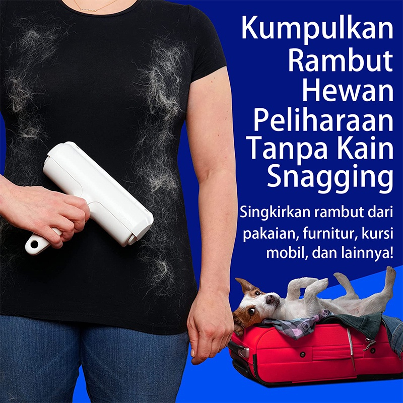 Pembersih Bulu Kucing/Anjing PET HAIR REMOVAL yaitu Lint Roller Portable Jangka Panjang (Lifetime Use) untuk Pembersih Baju/Pakaian, Sofa, Tempat Tidur dll