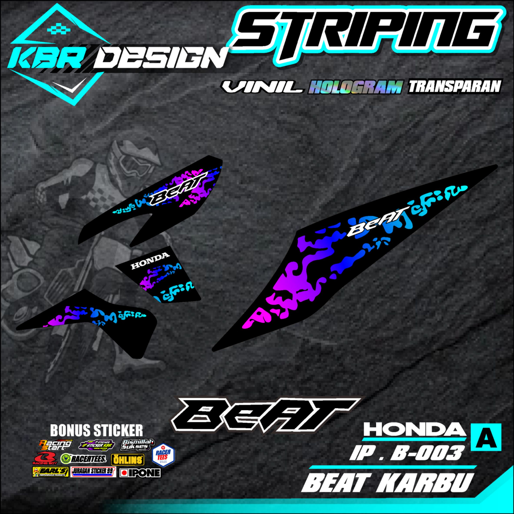 COD Stiker Striping BEAT KARBU/ Sticker Variasi List Skotlet Motor Honda BEAT KARBU/ KODE IP.B-003