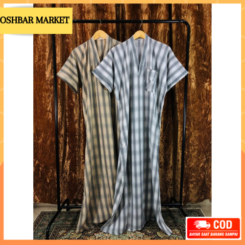 Baju Muslim Jubah Gamis Tidur Sultan Pria Motif Tangan Pendek Model Arab Saudi Merk Al Shurooq J8G9 