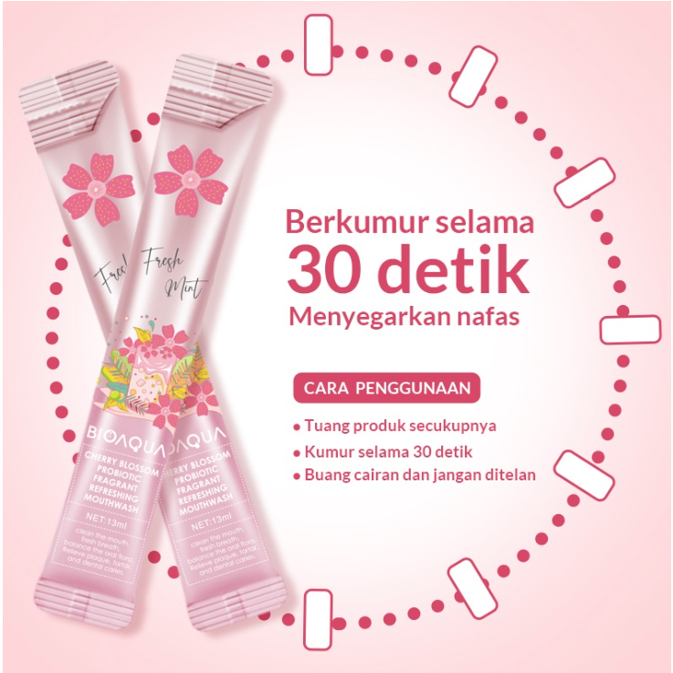 BIOAQUA PROBIOTIC REFRESHING MOUTHWASH 13ML BPOM ORIGINAL OBAT KUMUR BIOAQUA PEWANGI MULUT PENYEGAR MULUT PENYEGAR NAFAS PENGHILANG BAU MULUT CHERRY BLOSSOM MEN MINT LEMON PR0BIOTIC FRAGRANT PEMUTIH GIGI PENGHILANG BAU ROKOK DI MULUT MOUTH WASH