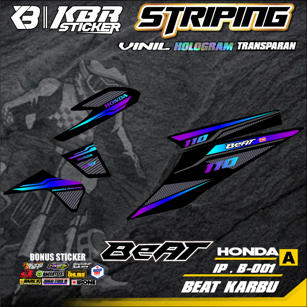 COD Stiker Striping BEAT KARBU/ Sticker Variasi List Skotlet Motor Honda BEAT KARBU/ KODE IP.B-001