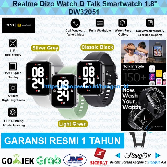 Realme Dizo Techlife Watch D Talk Smartwatch with Call Waterproof Swim 120+ Sports Modes Upto 7 Day Battery Life