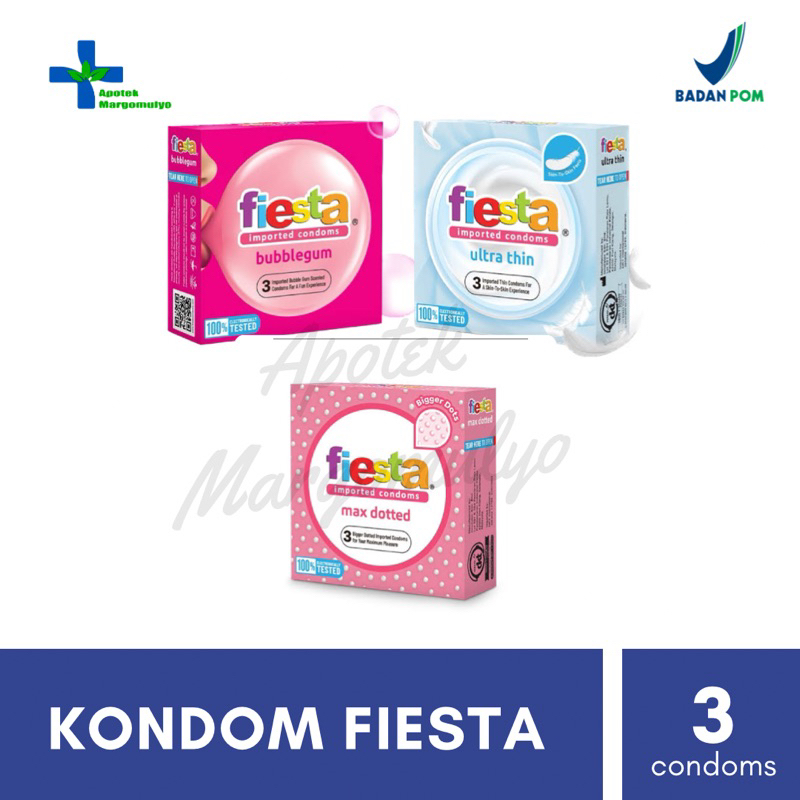 Kondom Fiesta Berbagai Rasa Isi 3 Kondom - Kondom Fiesta Bubble Gum / Kondom Fiesta Ultra Thin / Kon