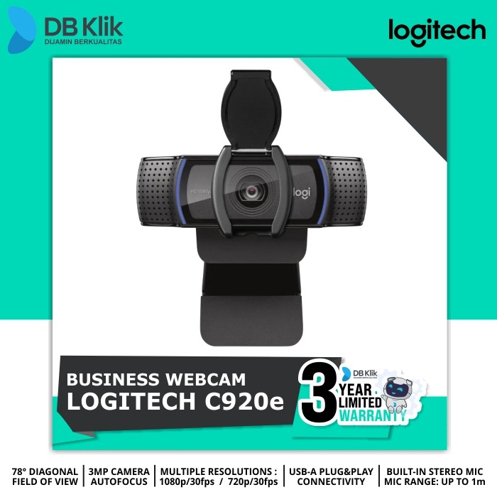 Webcam Logitech C920e Full HD 1080P 30 fps - C920 e Business Webcam