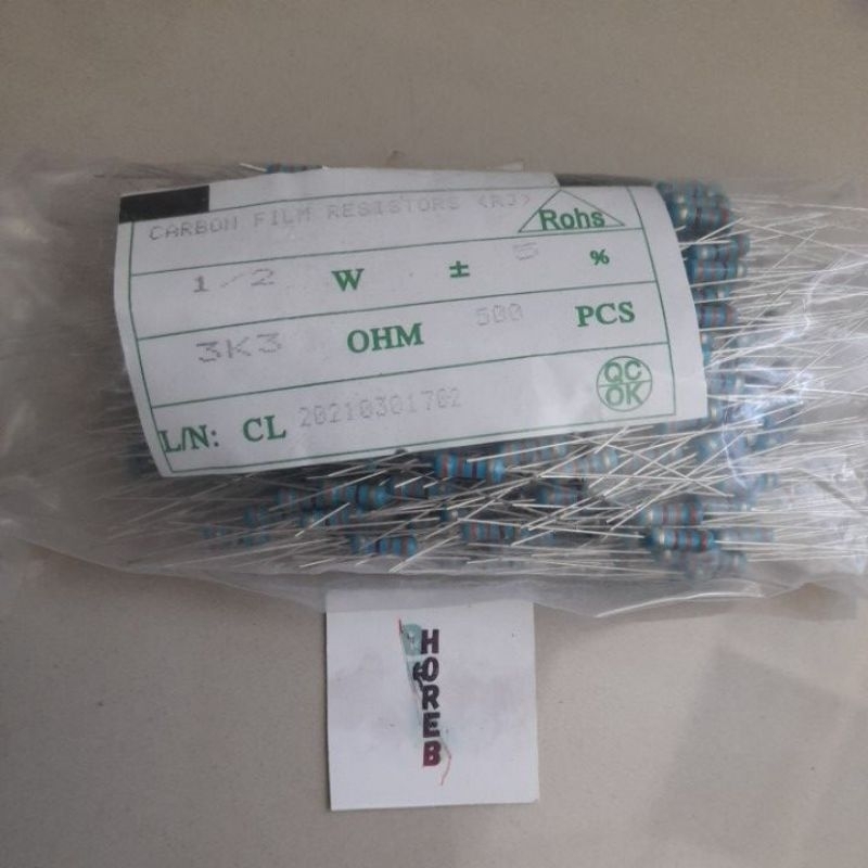 [500pcs] Resistor 1/2w 3k3