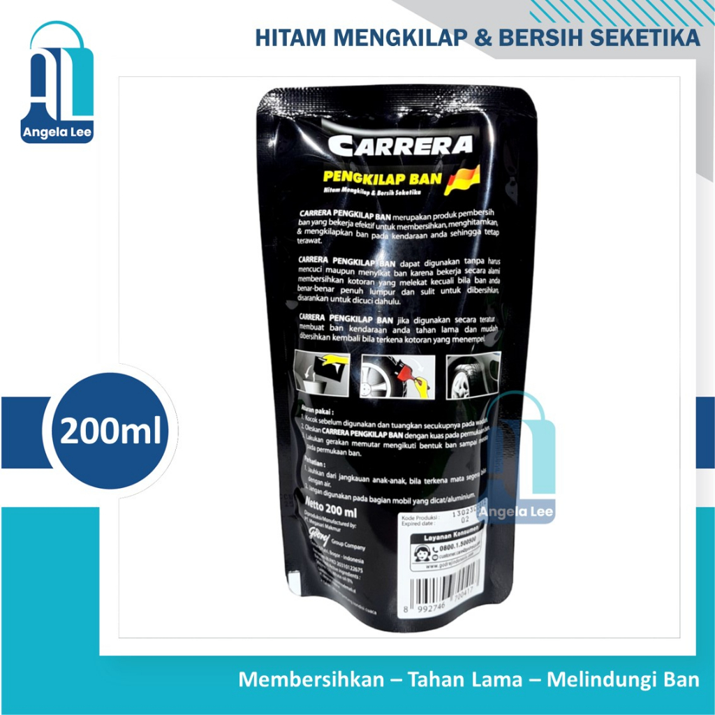 Carrera Pengkilap Ban GEL Motor Mobil jd Hitam Mengkilap Bersih 200ml