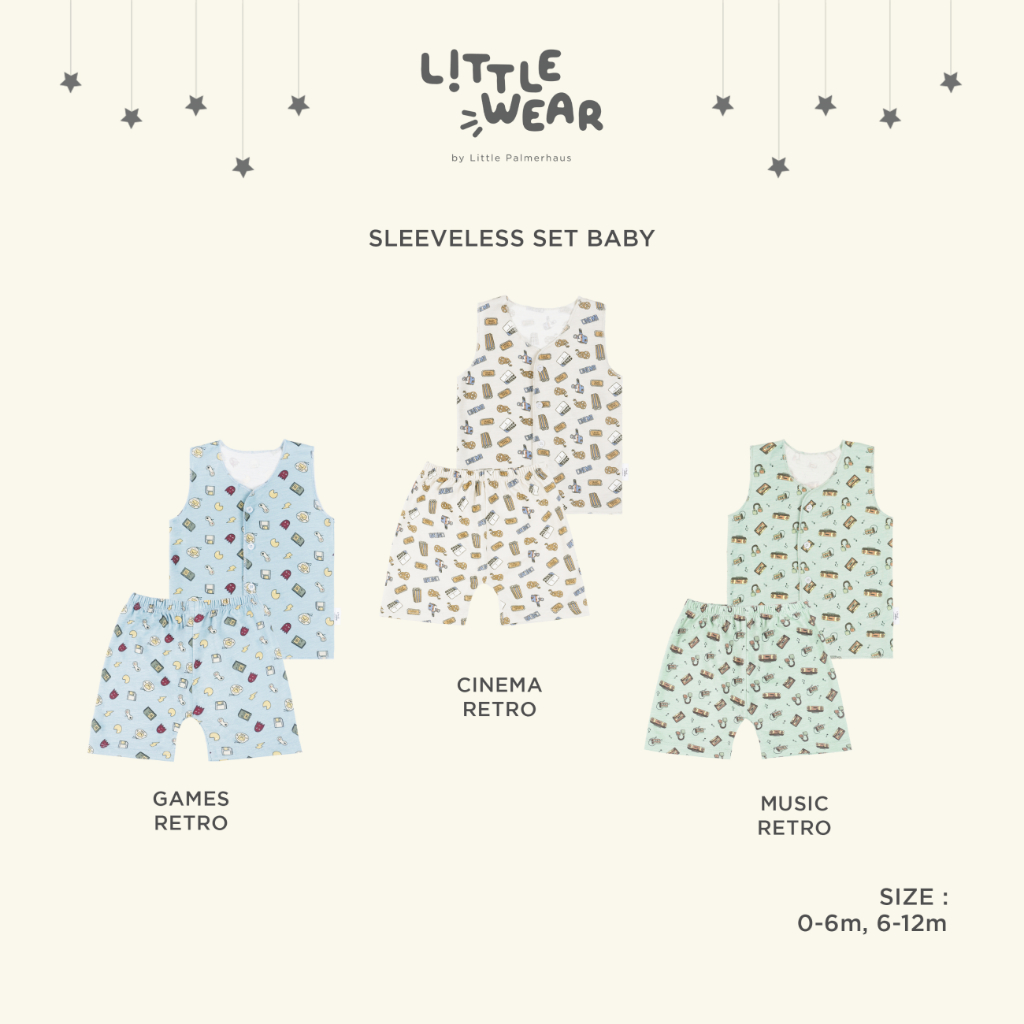 [TOMS] [0-6m, 6-12m] LITTLE PALMERHAUS (1stel) LITTLE WEAR Baby Sleeveless ( Stelan Baju Kutung Bayi )