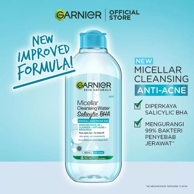 micellar garnier salicylic BHA 400ml/micellar garnier biru baru 400ml