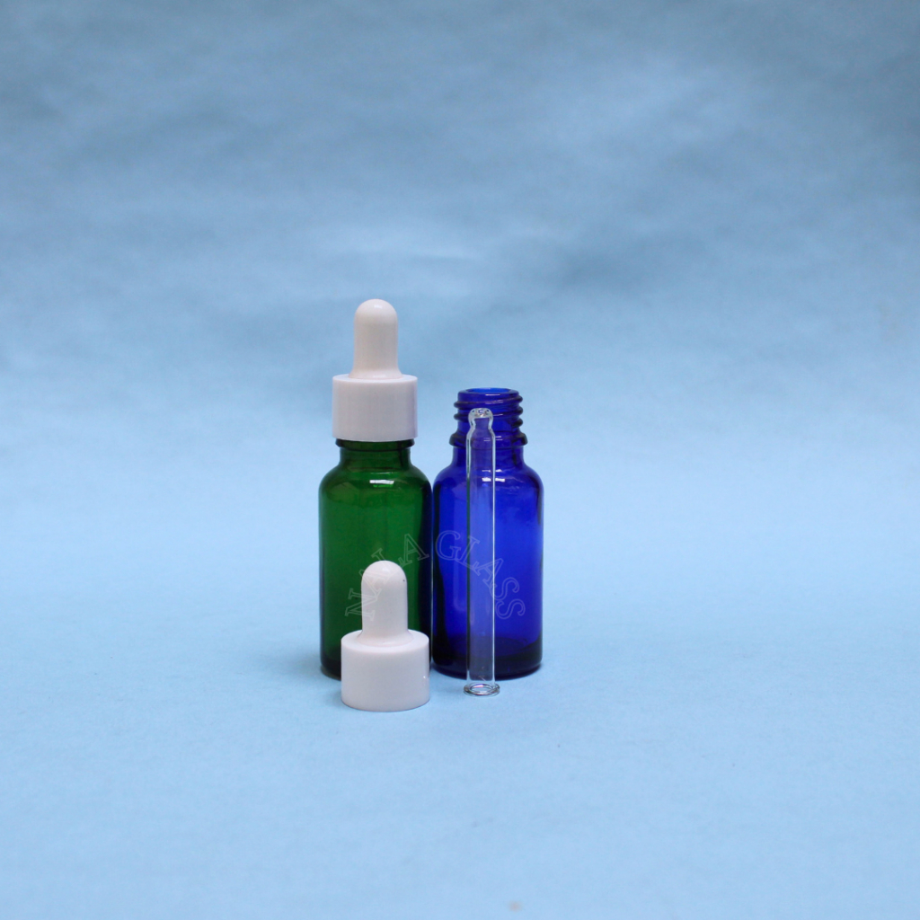 BOTOL PIPET 20ML KACA HIJAU &amp; BIRU /BOTOL SERUM 20ML RING PUTIH SMOOTH