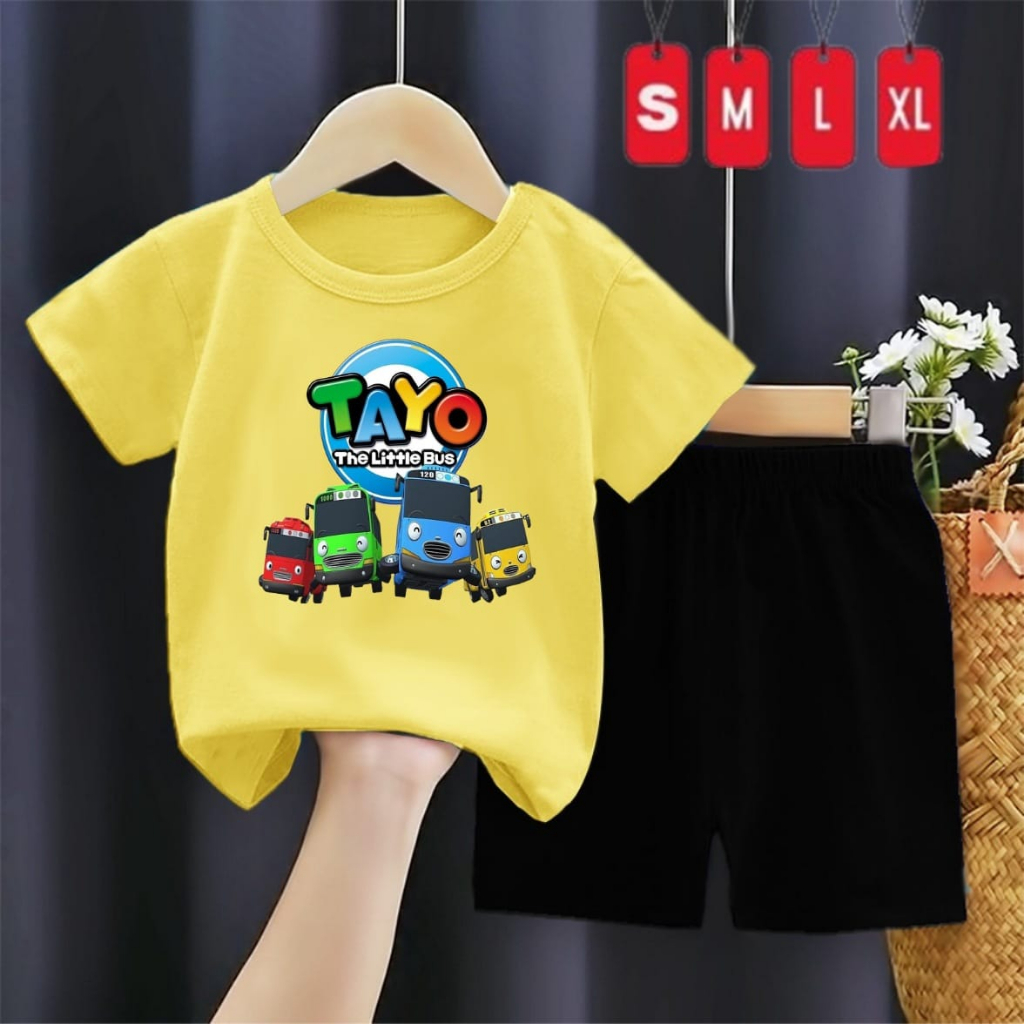 Setalan Anak Baju dan Celana Satu Set Bus Tayo Sp PE24s WN