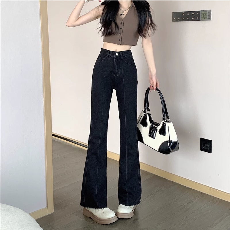 Cutbray Loose Jeans Wantia Korea Terbaru / Highwaist Rawis Celana Jeans Wanita(realpict)