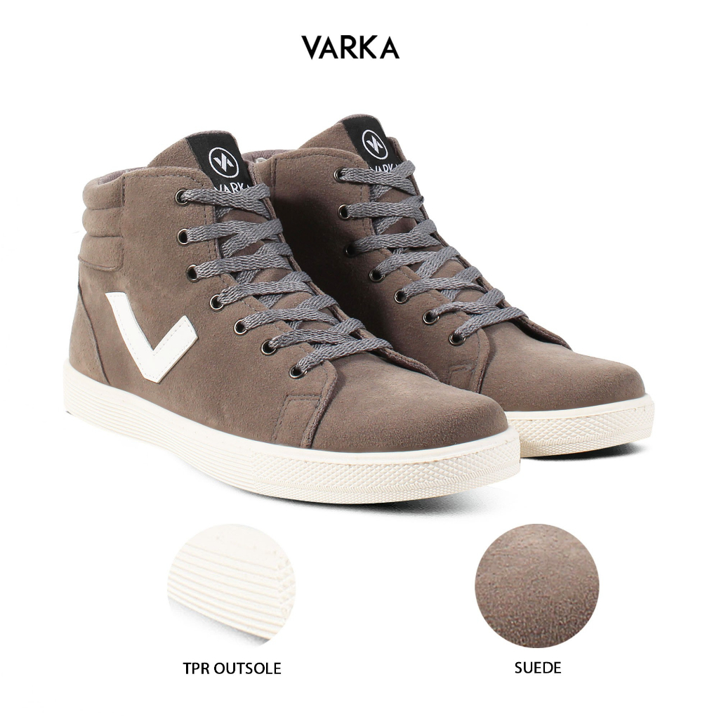 Sepatu Sneakers Pria V 0143 Brand Varka Sepatu Semi Boots Kuliah Kerja Jalan Jalan Harga Murah Berkualitas Warna Abu