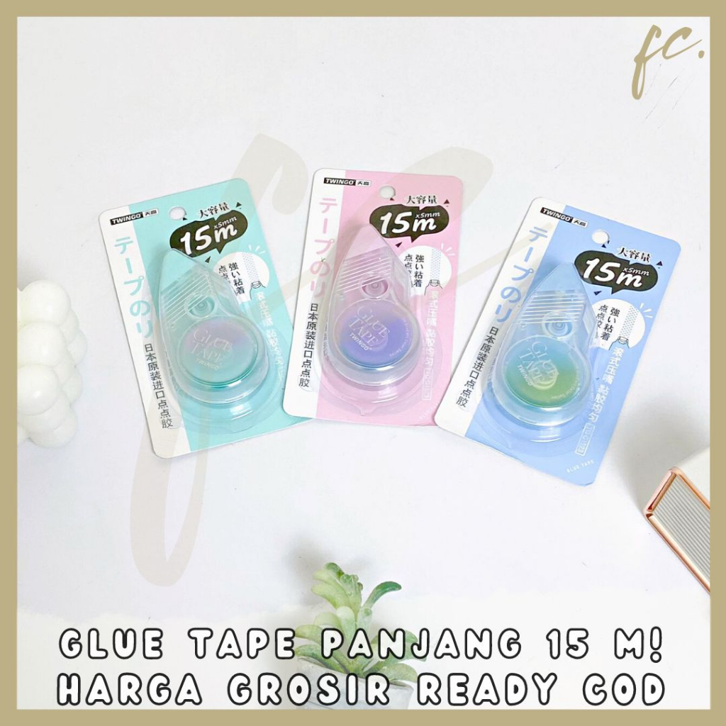 

Glue Tape / Lem Pita Perekat Kertas Twingo TG-G1523 5 mm x 15 m meter Polos Gradient Color Series Transparan Panjang Adhesive Harga Grosir Ready COD