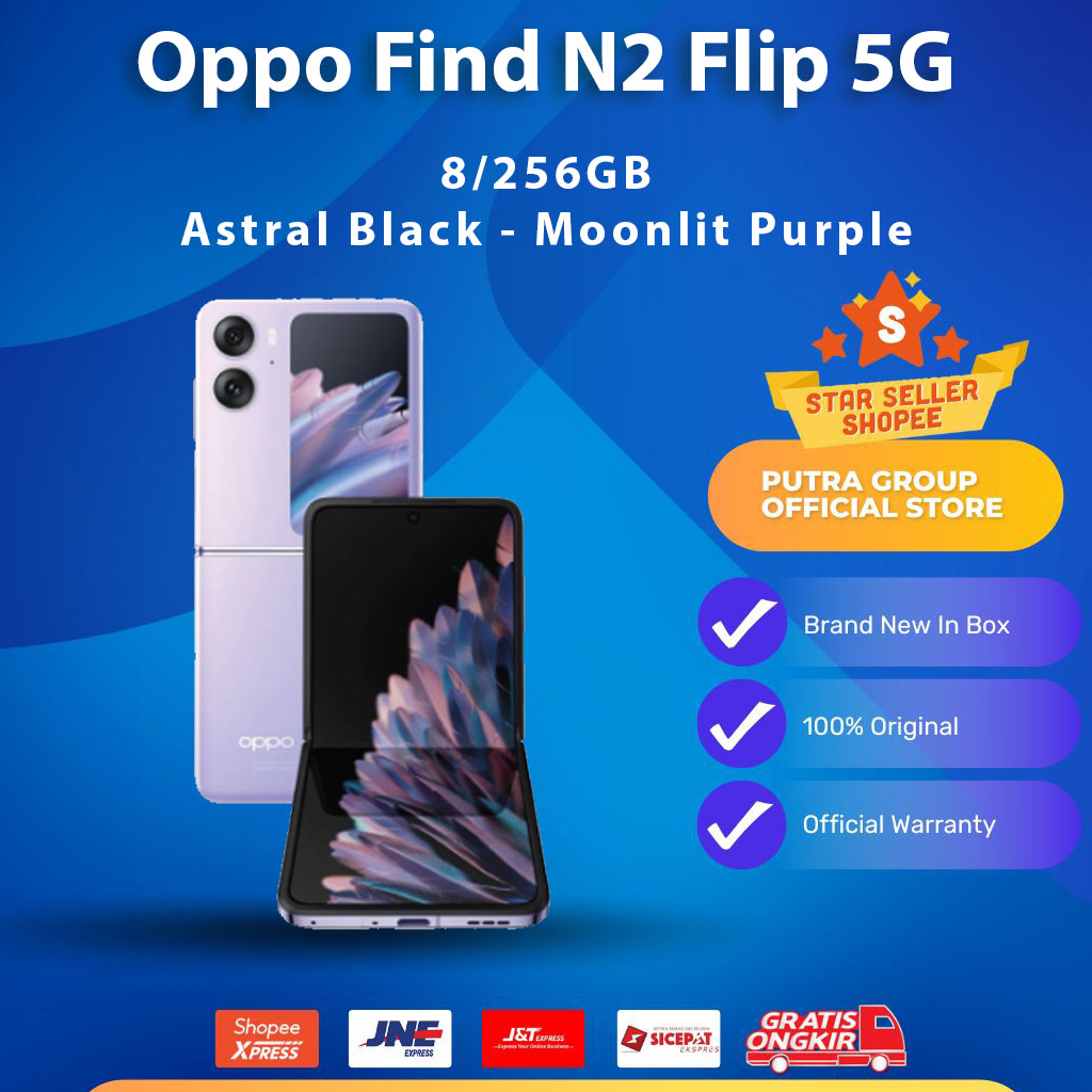 (RESMI) Oppo Find N2 Flip 5G 8/256GB 256 GB Black Moonlit Purple