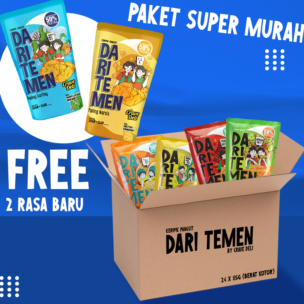 

[Paket Cuan] Keripik Pangsit DARI TEMEN (Isi 24 pcs) Aneka Rasa | FREE 2 pcs Rasa Keju & Rumput Laut | Snack Cemilan Kripik Bawang