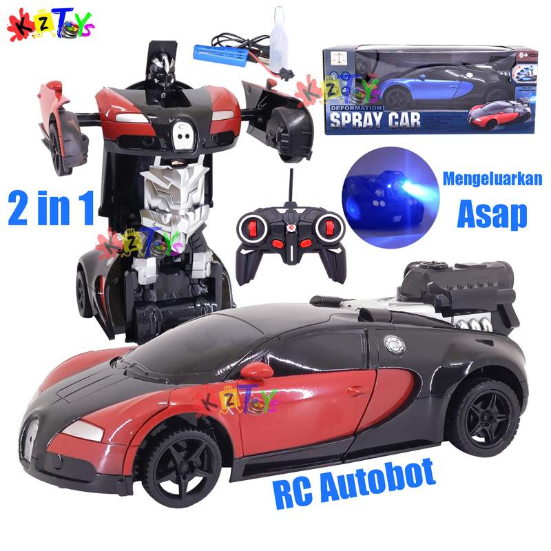 RC AUTOBOTS MAINAN MOBIL REMOTE AUTOBOTS DEFORMATION SPRAY CAR 2 IN 1