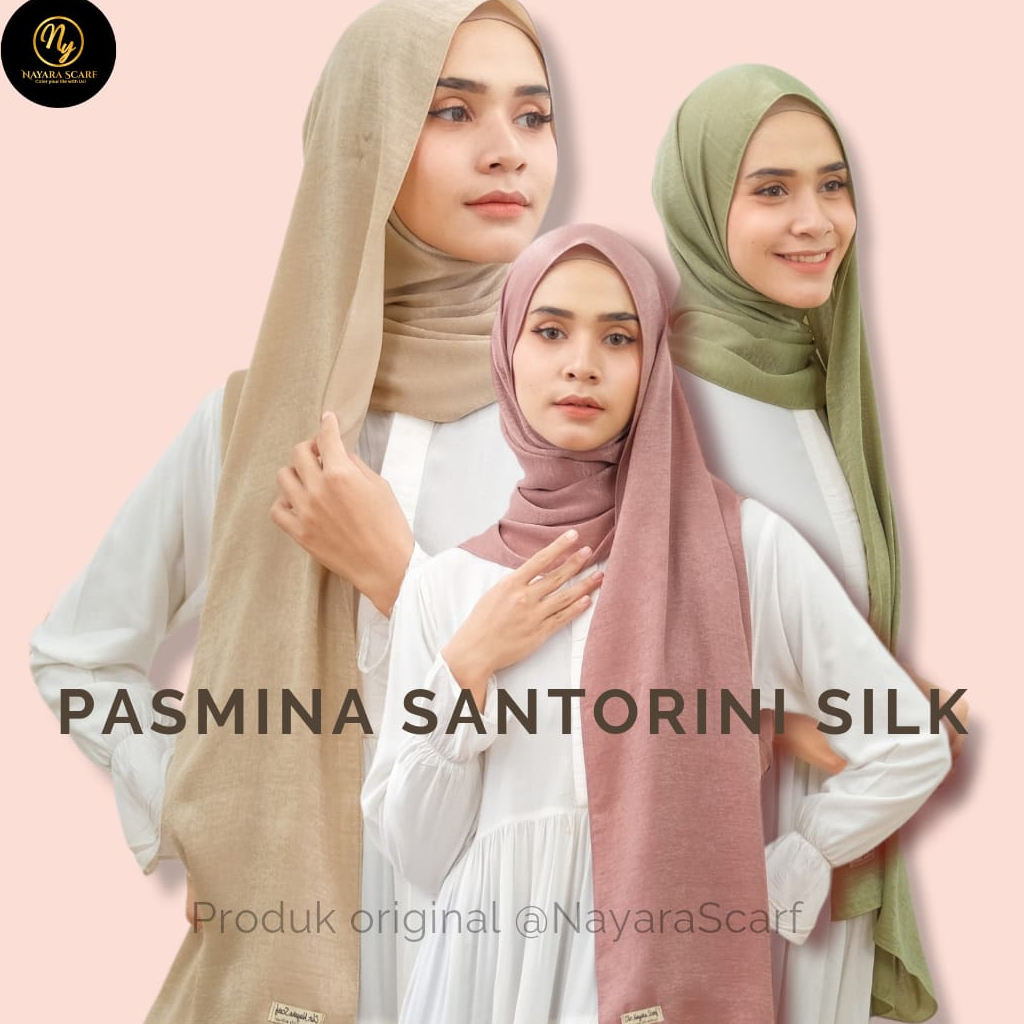 PASHMINA MALAY SILK SANTORINI PREMIUM | PASHMINA SATIN SILK MALAY TEXTURED MEWAH ORIGINAL BERLABEL NAYARA SCARF