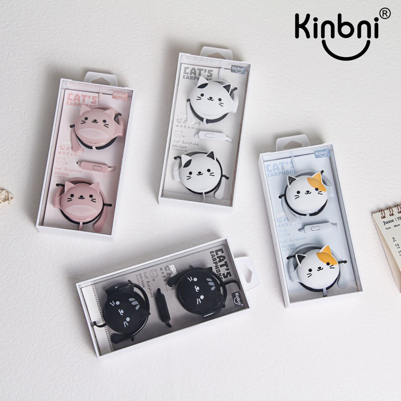 [KN-3064] Headset Earphone Karakter Motif Animal KUCING / Earphone CAT HEAD / Cute Cat Earphone