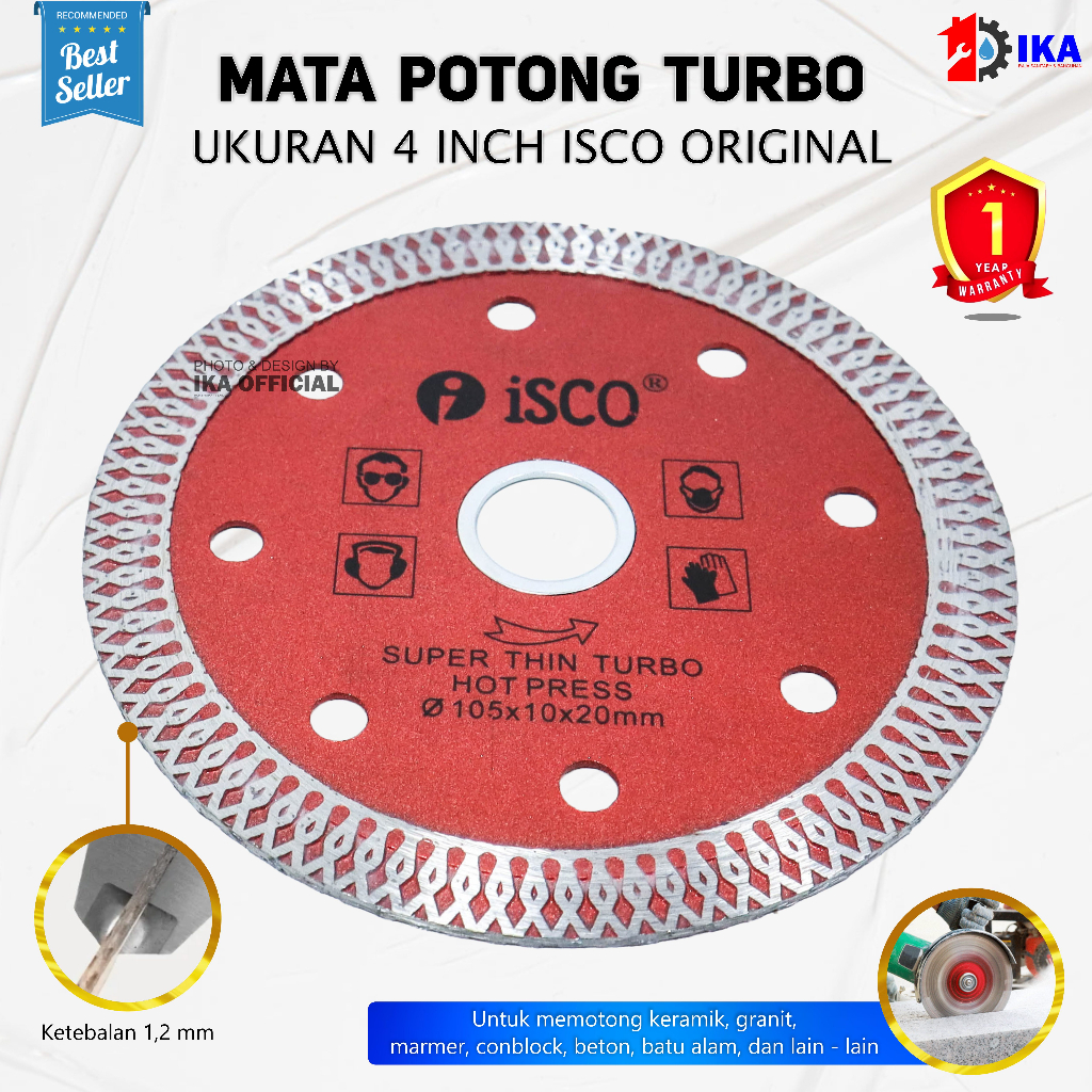 ISCO Original 100%  Diamond Wheel Batik Turbo 4&quot; - Mata Pisau Potong Granit Keramik Mata Potong Keramik Granit Marmer 4 Inch Turbo Diamond Wheel Cutting Diamond Wheel Turbo X ISCO slim 105 Batik