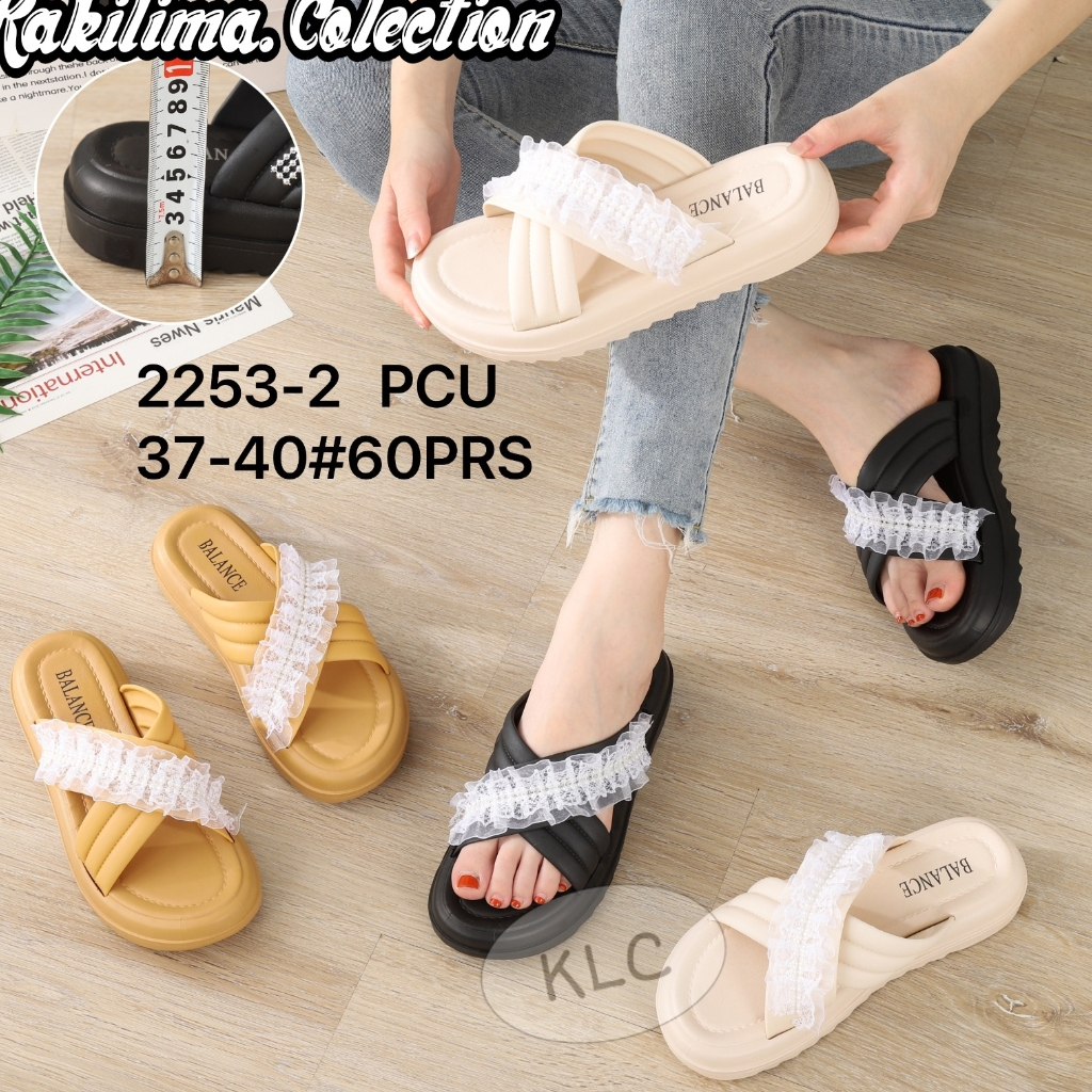 Sandal wedges jelly wanita sandal karet silang perempuan balance 2253-2