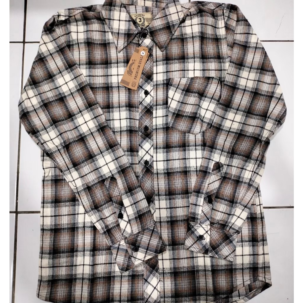 kemeja pria lengan panjang motif garis / flanel pria lengan panjang slimfit