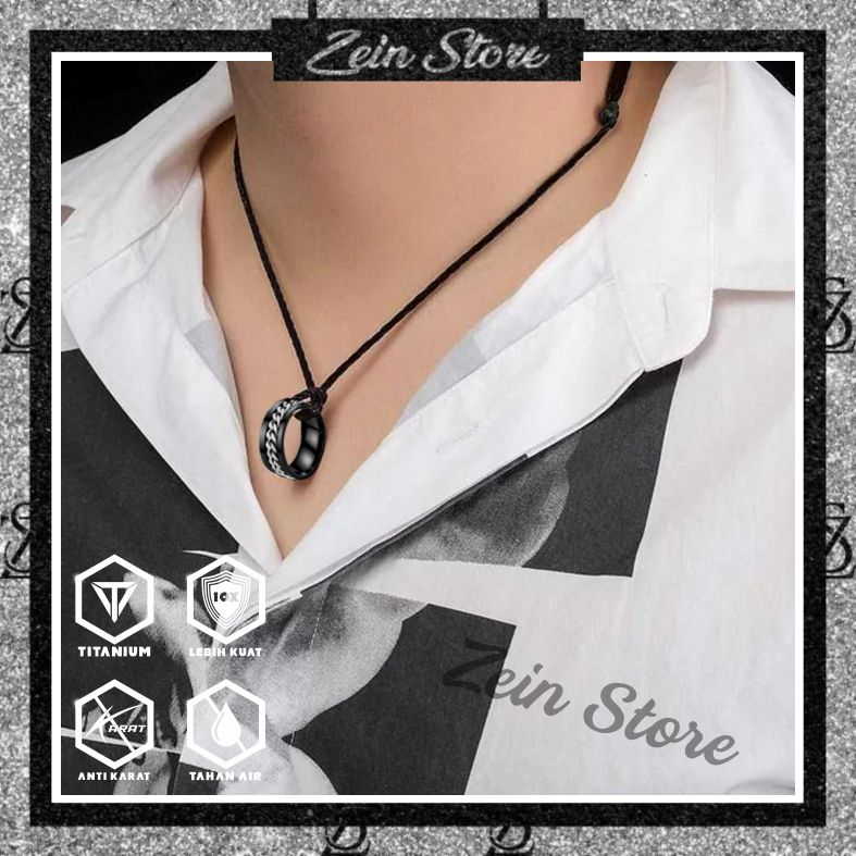 Kalung Tali Pria Wanita Bandul Liontin Ring Spiner Premium Necklace Cowok Cewek Unisex