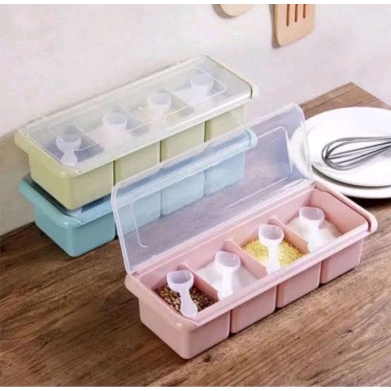 Tempat Kotak Bumbu 4 Sekat / Tempat Penyimpanan Bumbu