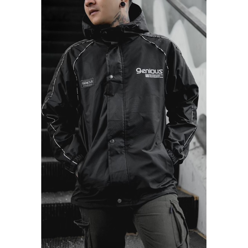 Jaket Waterpoof Jaket Genious Jaket Outdoor Jaket Parasut Jaket Pria Hitam Paiping