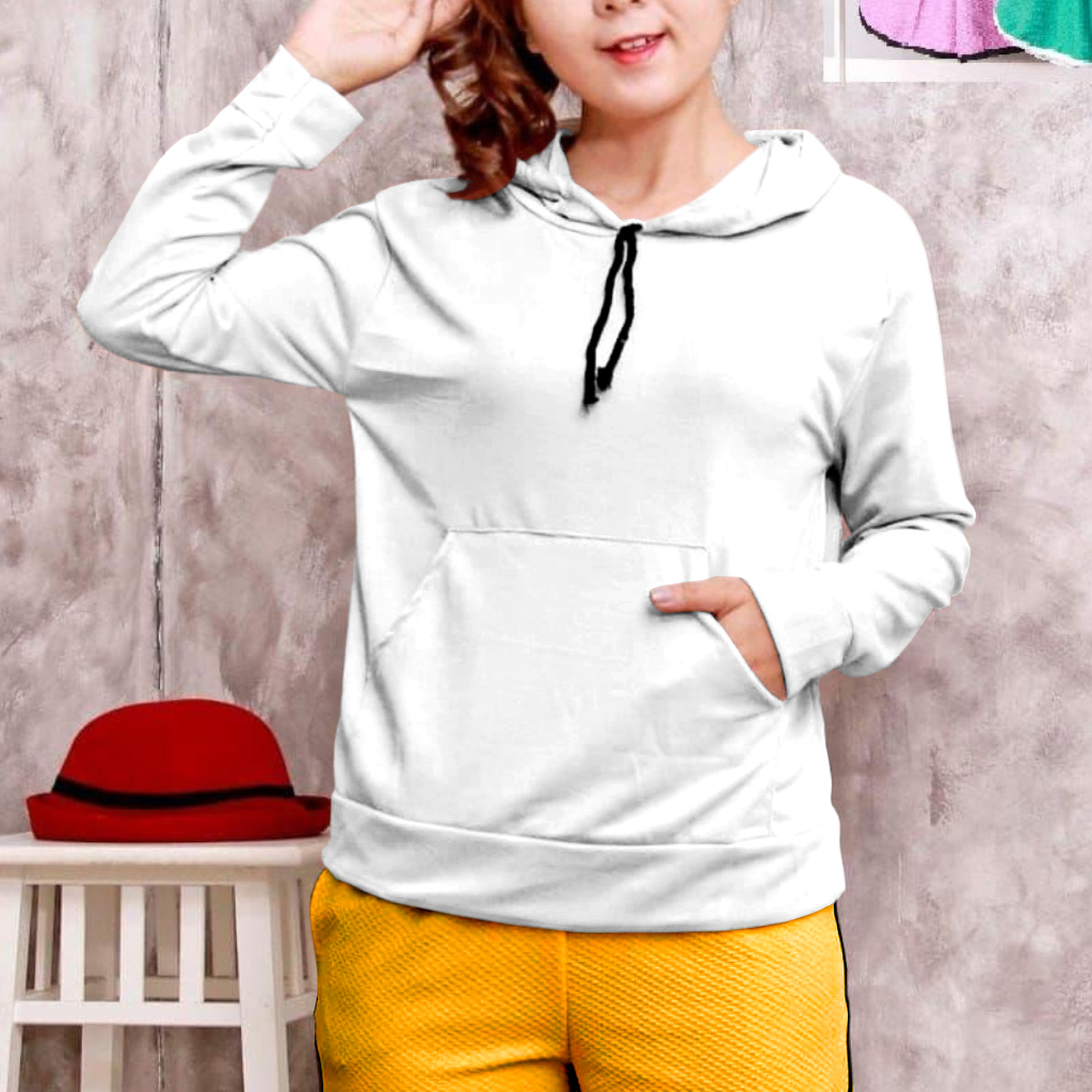 FenishaStore Sweater Hoodie Polos Wanita Trendy Ukuran M-L-XL-XXL Bahan Babyterry Bisa Bayar Ditempat COD