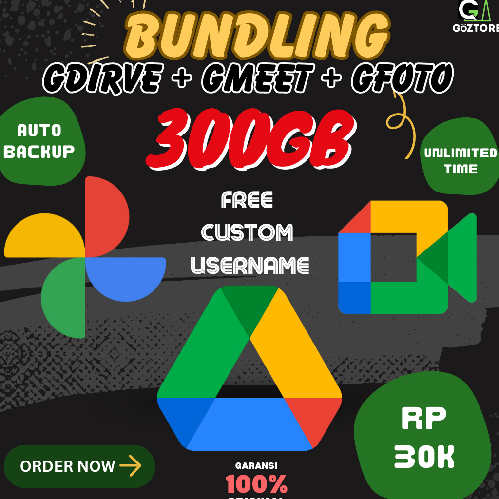 [300GB] PAKET LENGKAP Google Drive Bonus Google Photos + Google Meet 300 GBLifetime Bergaransi