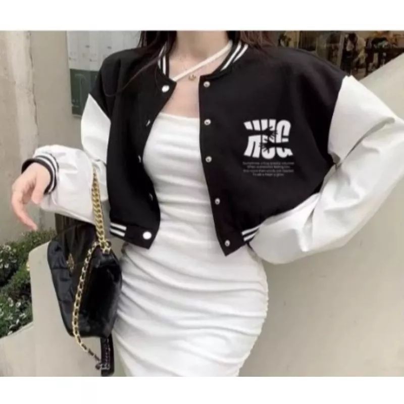 SWEATER Crop Wanita/ HUG Basebal Croope/Jaket Basebal Crop Uni Seks Korean