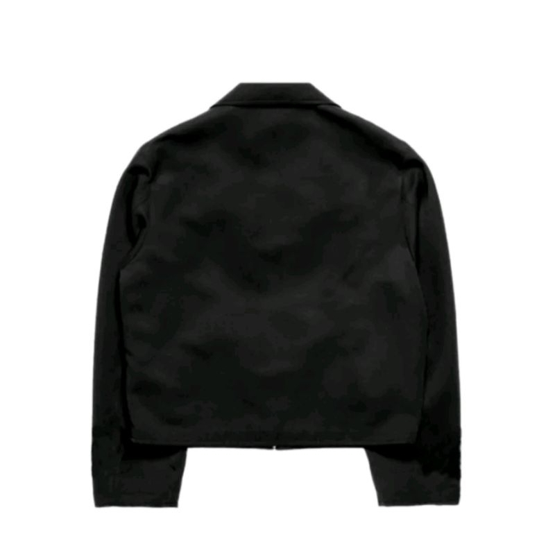 Warstudio - Boxy Work Jacket Crop Zipper plain Black