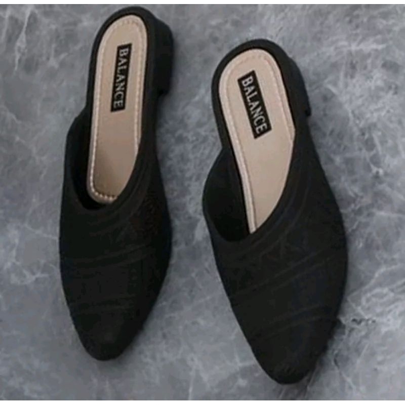 Sun-CIKA Sandal Slop Jelly Mules Sepatu Wanita Karet Motif Hak Pendek