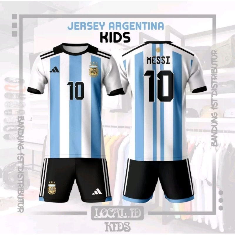 COD STELAN BAJU ANAK ARGENTINA TERBARU / JERSEY FUTSAL MESSI MURAH / SET KAOS BOLA