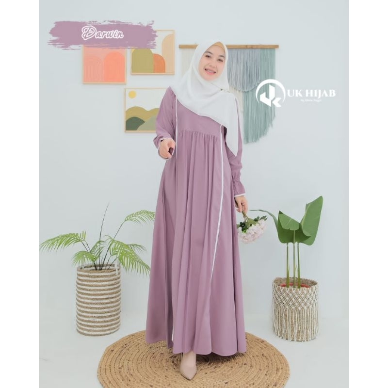 Lili dress gamis wolfis forzaleta variasi list putih