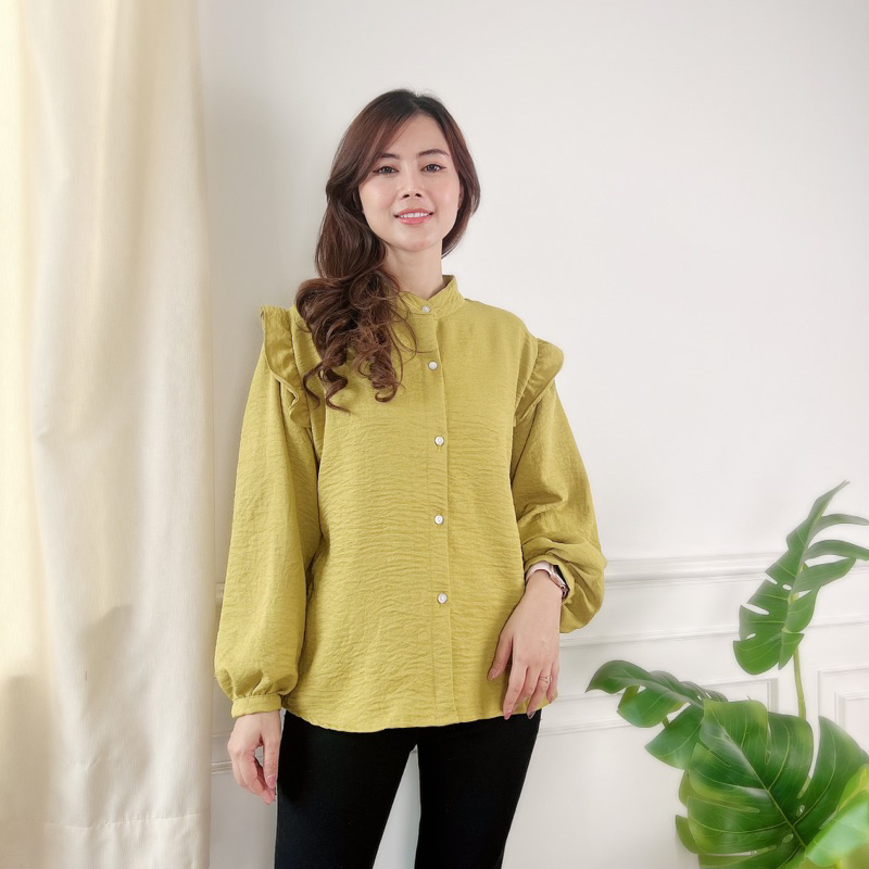 Yurim Ruffle Blouse Atasan Wanita Terbaru Crincle Airflow