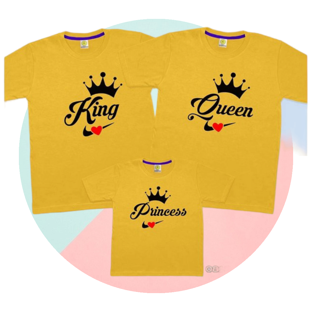 (BIG SIZE / OVER SIZE) SAMPAI 7XL : KAOS COUPLE KELUARGA WARNA MUSTARD KING QUEEN PRINCESS JUMBO/ BI
