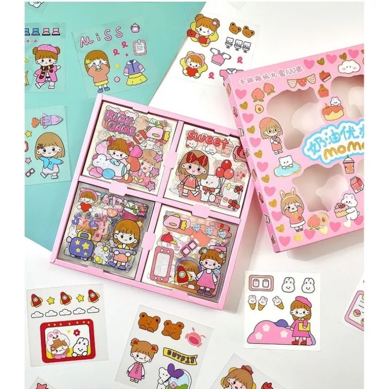 

Stiker Momo PET Semi Transparan 100 pcs Set / Sticker Lucu Transparan