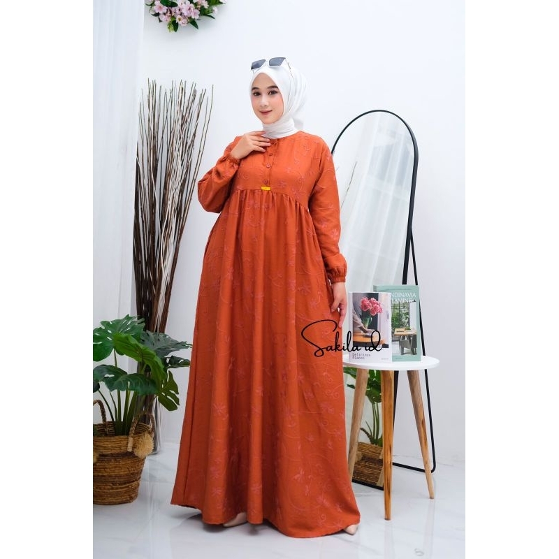 DAYANA DRESS / GAMIS LINEN BORDIR / DRESS LINEN PREMIUM / GAMIS LEBARAN