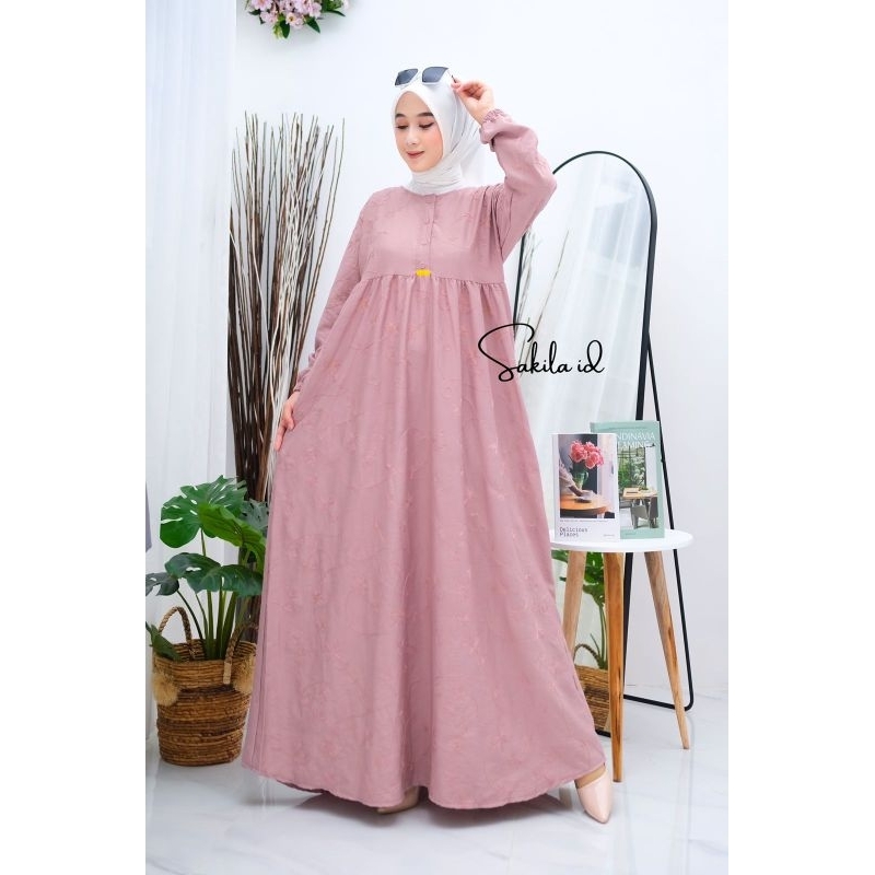 DAYANA DRESS / GAMIS LINEN BORDIR / DRESS LINEN PREMIUM / GAMIS LEBARAN