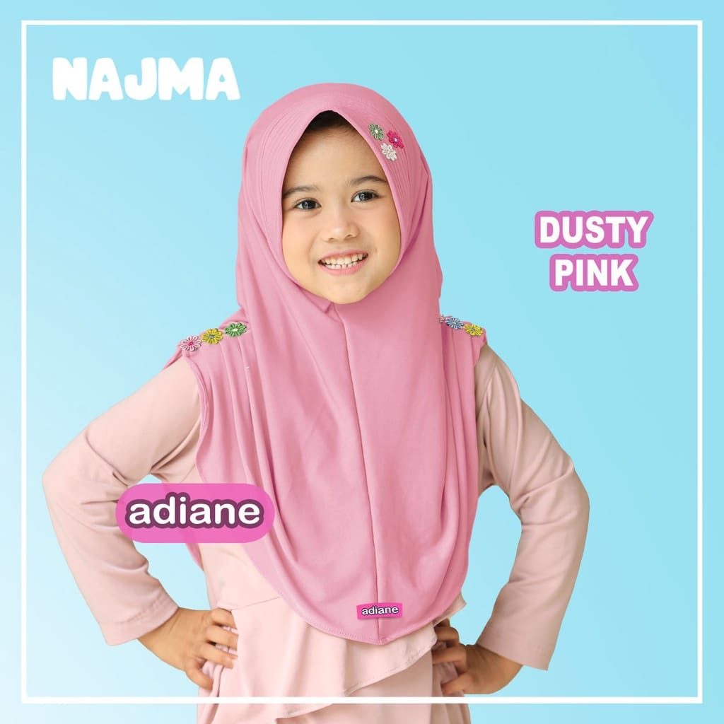 Jilbab Instant Bergo Anak Najma Usia 3-10 Tahun Bahan Airis Terbaru Termurah / Alody's Collection