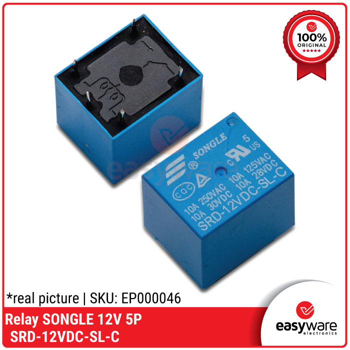 Relay 12V 5 Pin Songle SRD-12VDC-SL-C 12V DC 10A Relay Songle Original