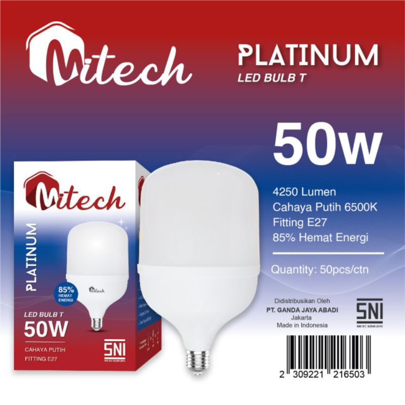 MITECH PLATINUM LAMPU LED T BULB 50W CAPSULE SNI BERGARANSI 1 TAHUN