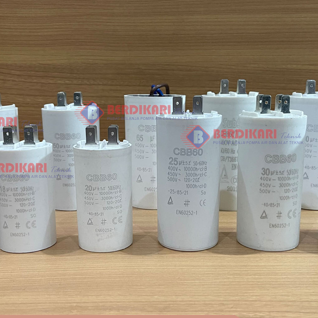 Kapasitor Capasitor Pompa Satelit Sibel Submersible Inoto Bulat Colok CBB60 CBB 60 4 pin  12 16.5 18