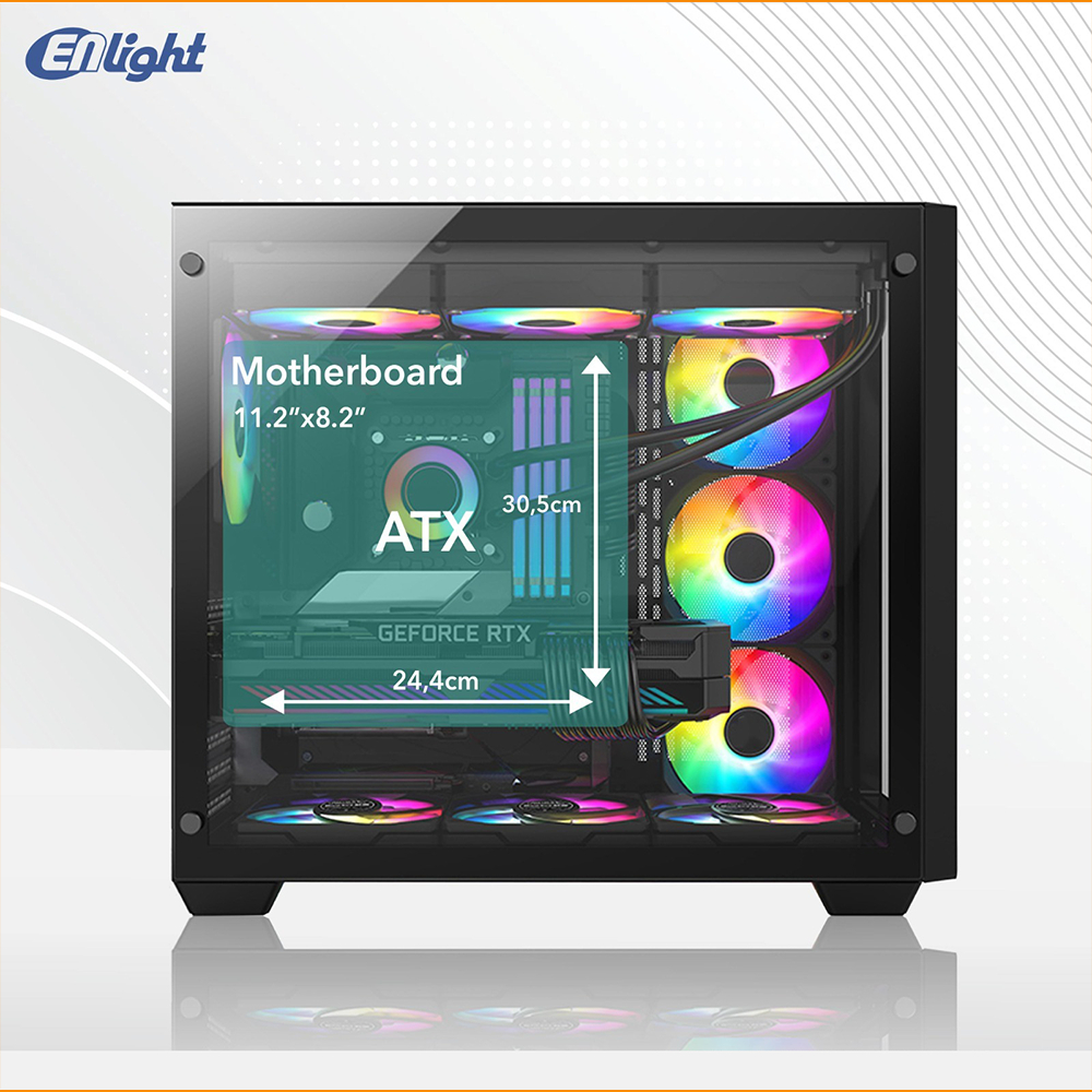 CASING ENLIGHT Z7 WHITE | Midle Tower Case - Tempered Glass