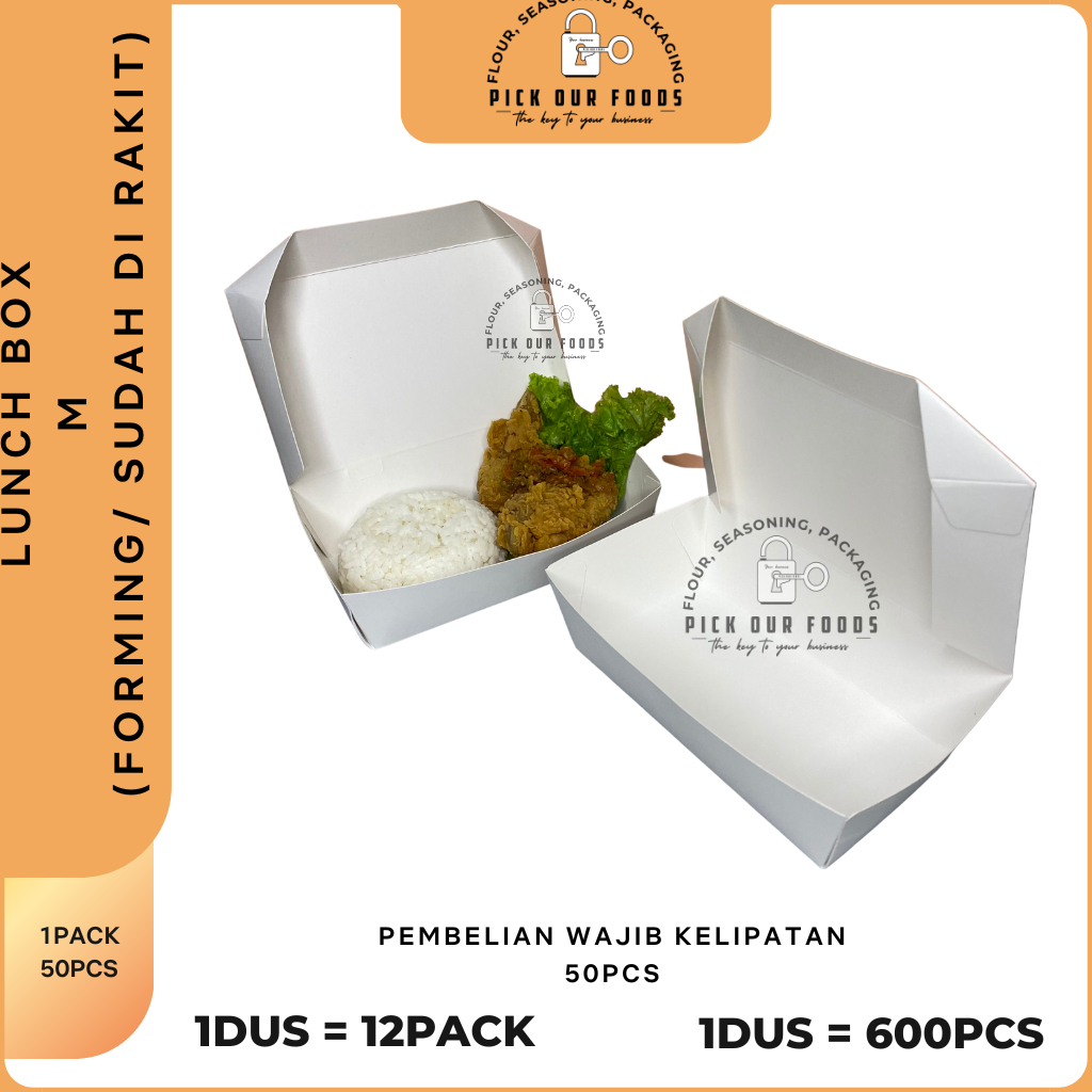 Paper Lunch Box Ukuran S / Box Burger / Lunch Box M / Lunch Box L (50Pcs)
